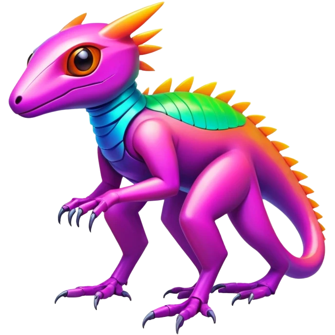 Tropical futuristic lush warm-colored modern neon-colored cyber-Fakémon-Trico-creature emoji