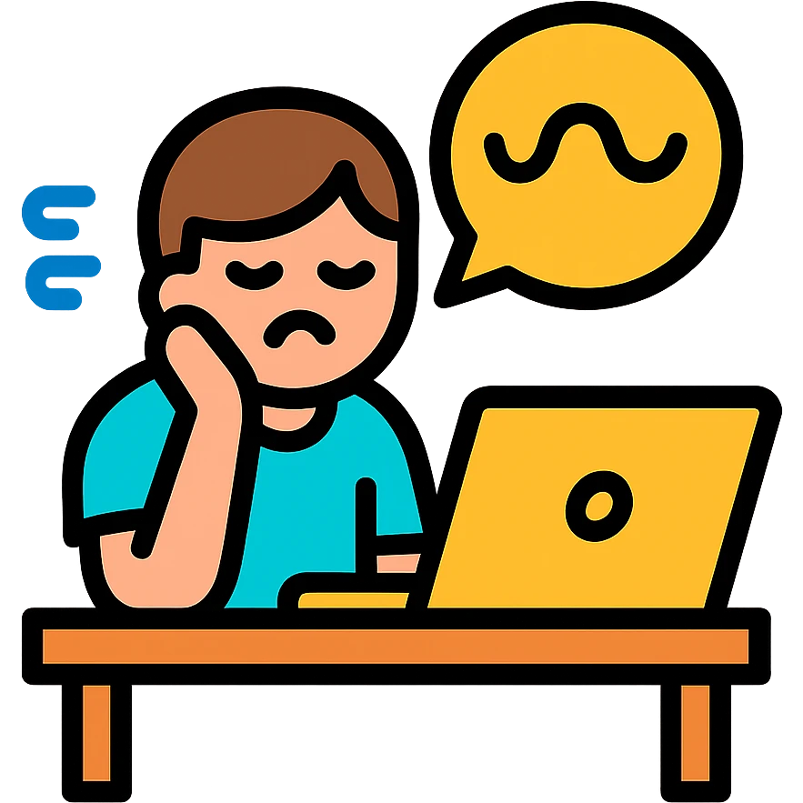 tired person at a desk icon with color outline emoji