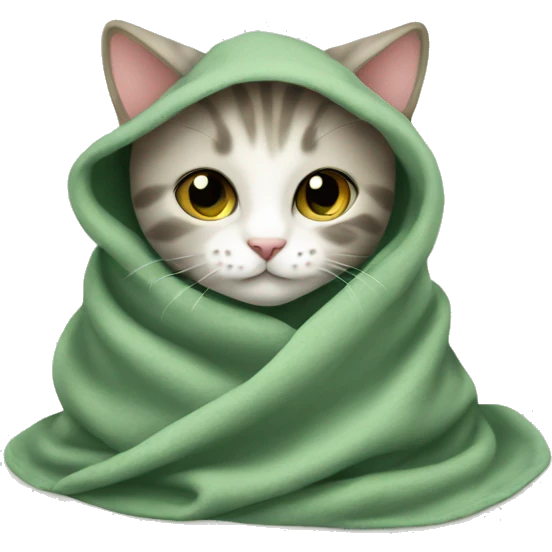 Kitten in a sage green blanket emoji