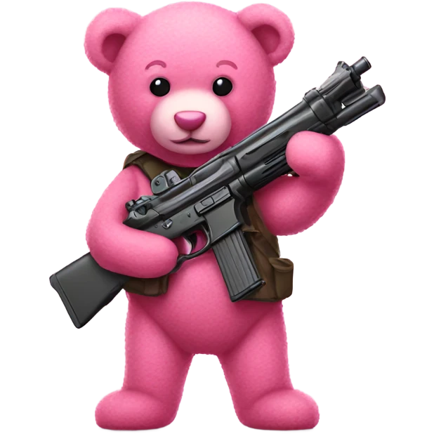 Pink teddy bear holding gun emoji