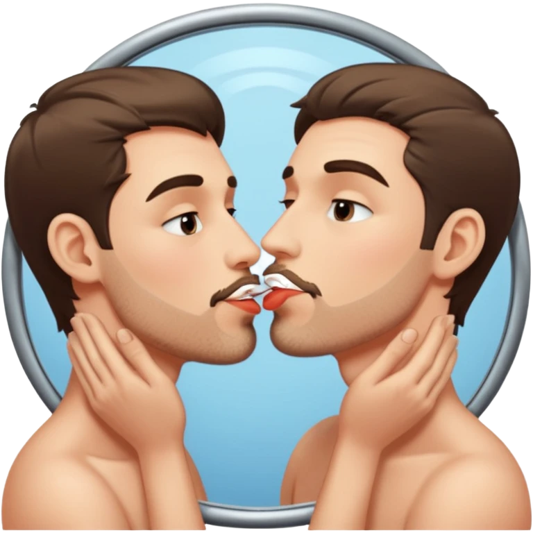 man kissing his reflection in a mirror emoji