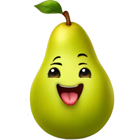 Cute happy pear with tongue emoji