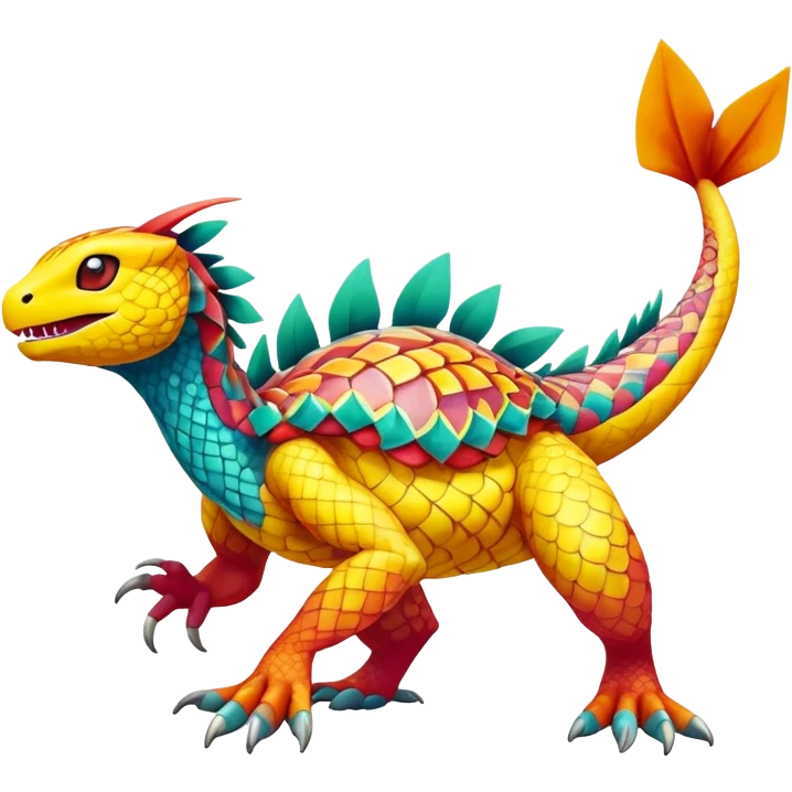 Colorful Exotic Pokémon-Fakémon-hybrid-creature (full body) emoji