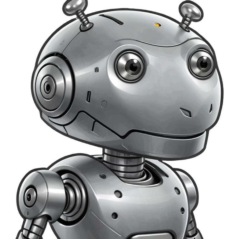 Cartoon metallic silvery alloy robot    emoji