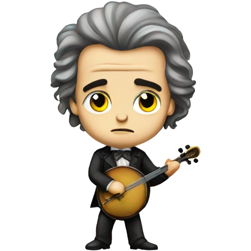 Chibi Beethoven standing stern face banjo emoji
