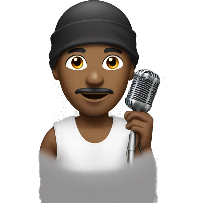 Black male boy with a moustache and chin hair with a durag singing with a microphone  emoji
