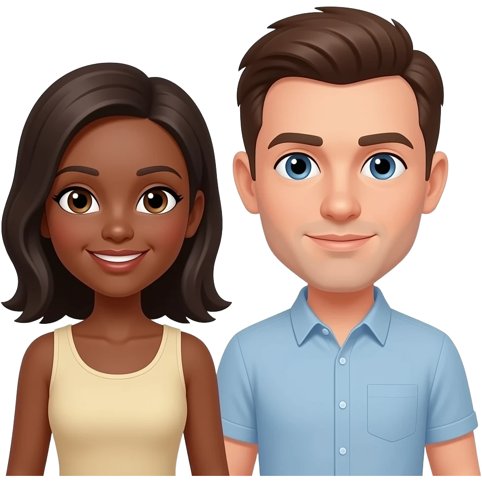 Tall brown skin lady short brown guy emoji