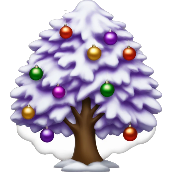 crea un árbol de navidad blanco con adornos morados y plateados emoji