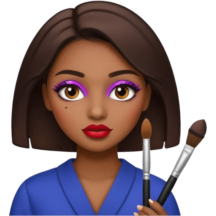 Una niña morena maquillandose emoji