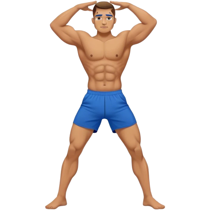 buff man blue shorts warrior-yoga emoji