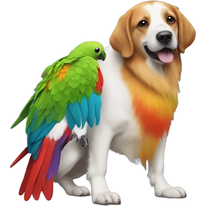 A dog with a pet parrot emoji