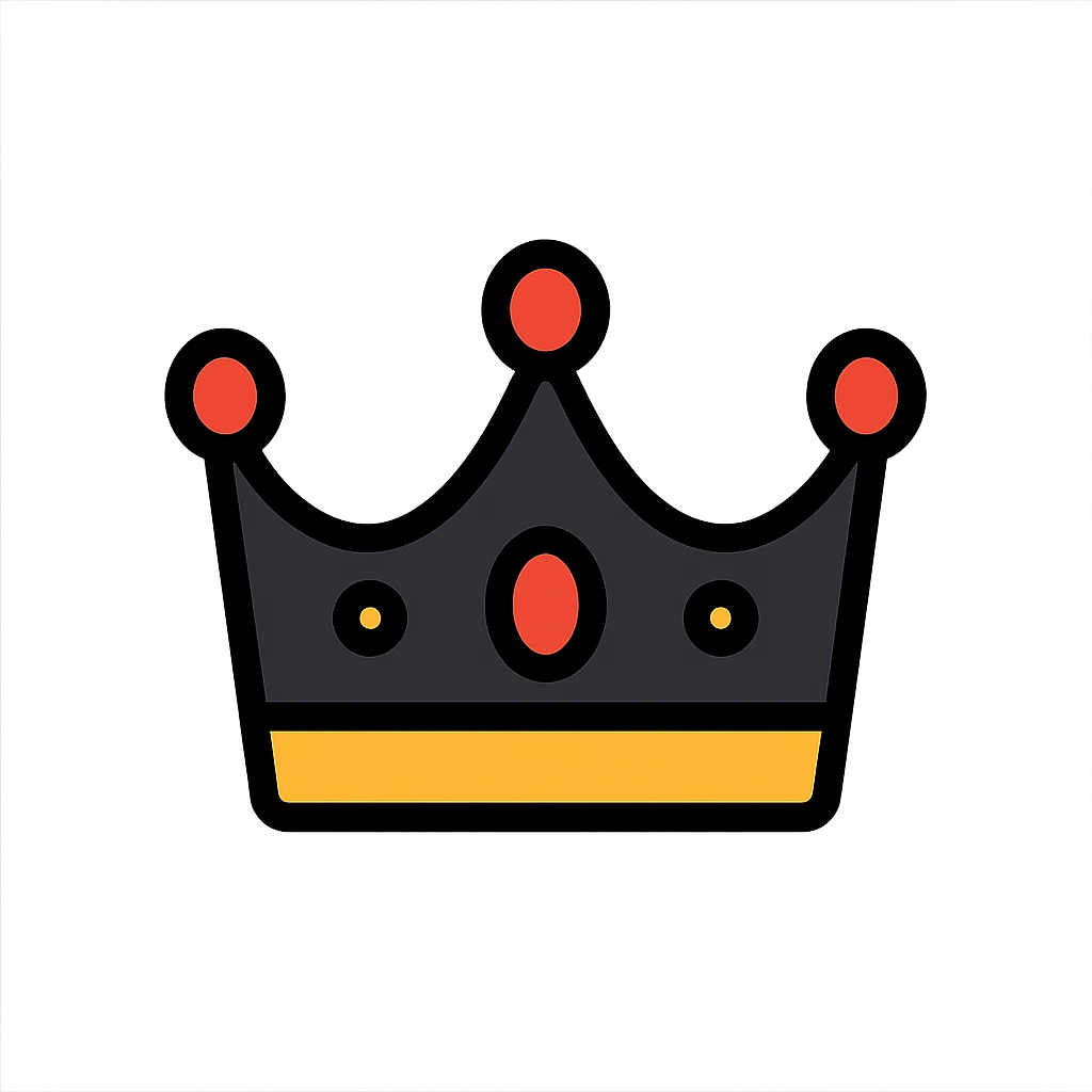 color outline icon of a black crown with red gems emoji