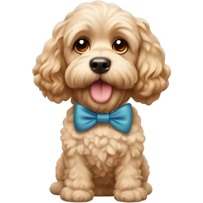 Cockapoo wearing a bow collar emoji