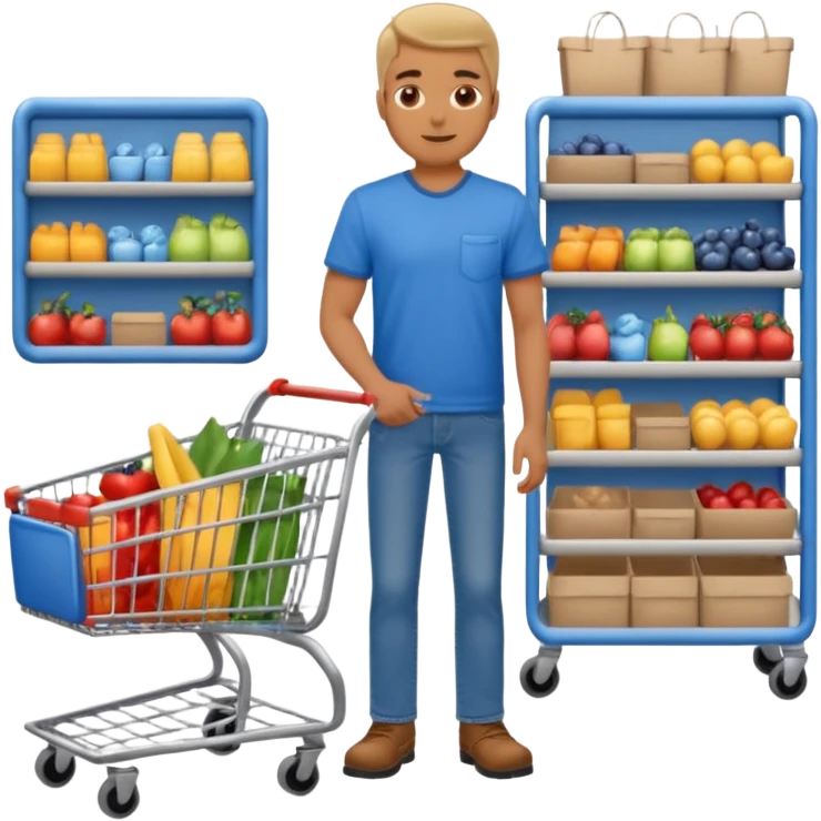 man-with-a-shopping-cart-full-body emoji