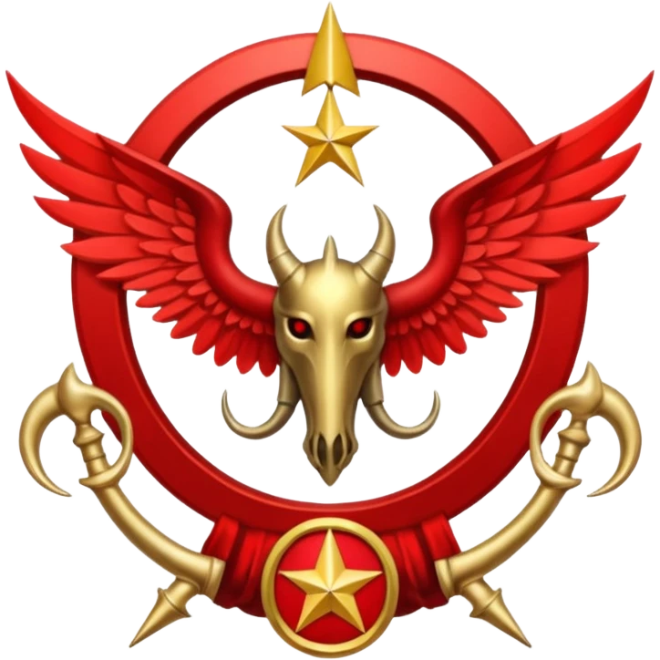 Holy Emblem with black wings and horn and red tetragrammaton in the middle emoji