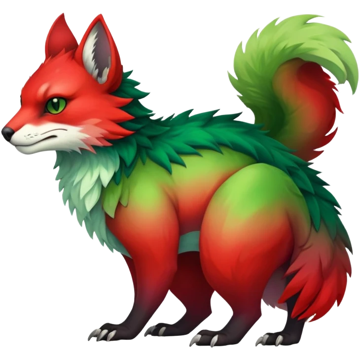 Cool Edgy Green-Red-gradient badass colorful vibrant Fionbri-Vernid-Trico-animal-creature full bodyd emoji