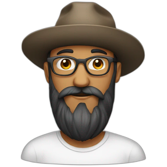harvest long black beard no hair glasses with hat emoji