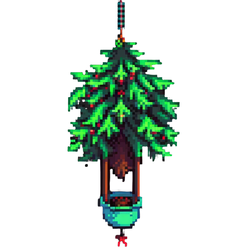 tree hanging upside down from a roof emoji