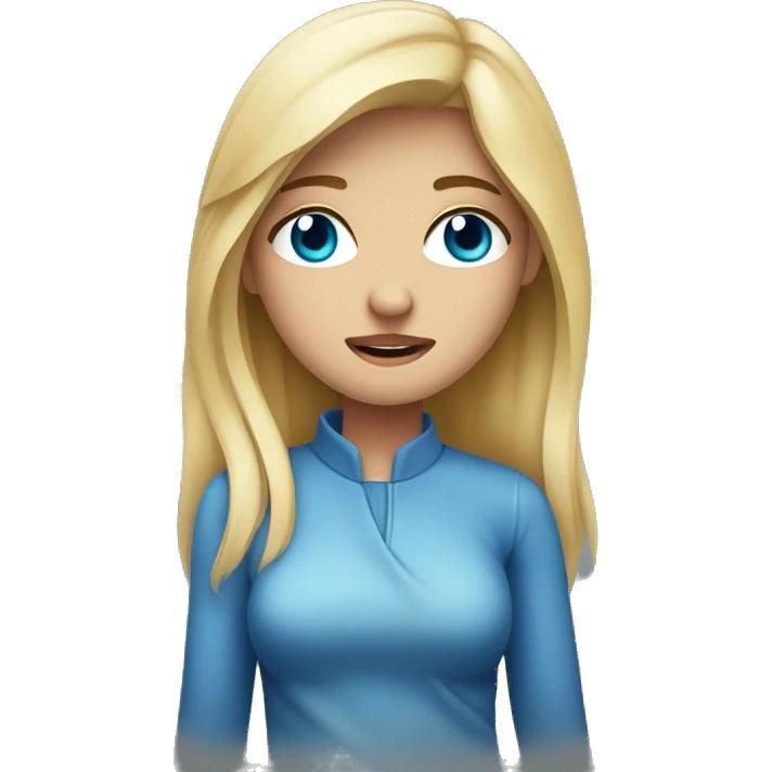 Blonde girl blue eyes stomach pain emoji