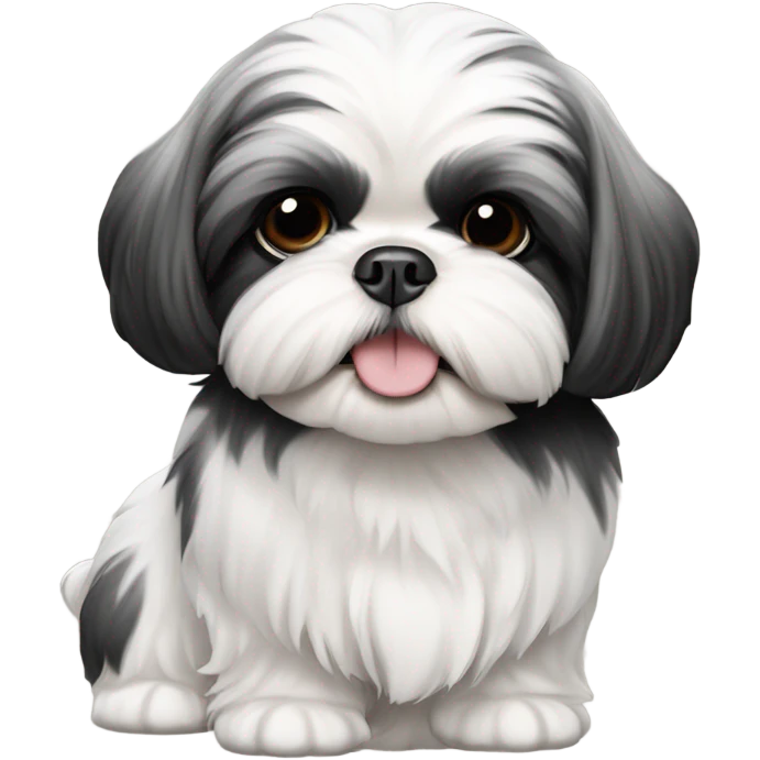 Shitz Tzu Beautiful two big faces black and white Puppies emoji