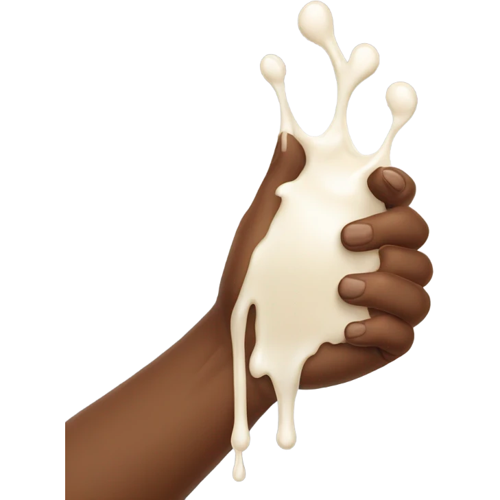 Milk dripping on brown hand  emoji
