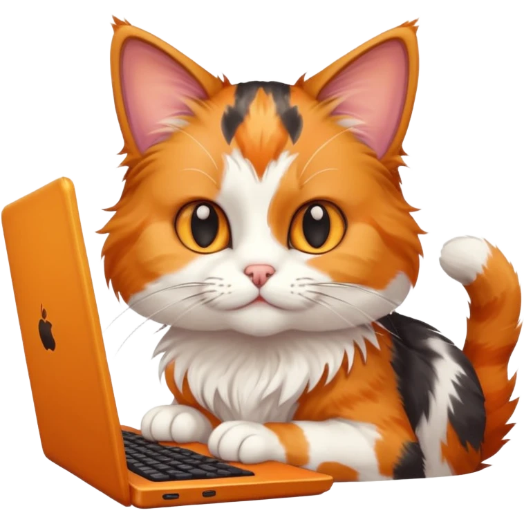 a cat playing on a computer emoji