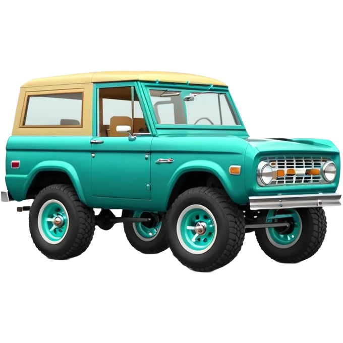 turquoise green classic ford bronco with slot alminum wheels emoji