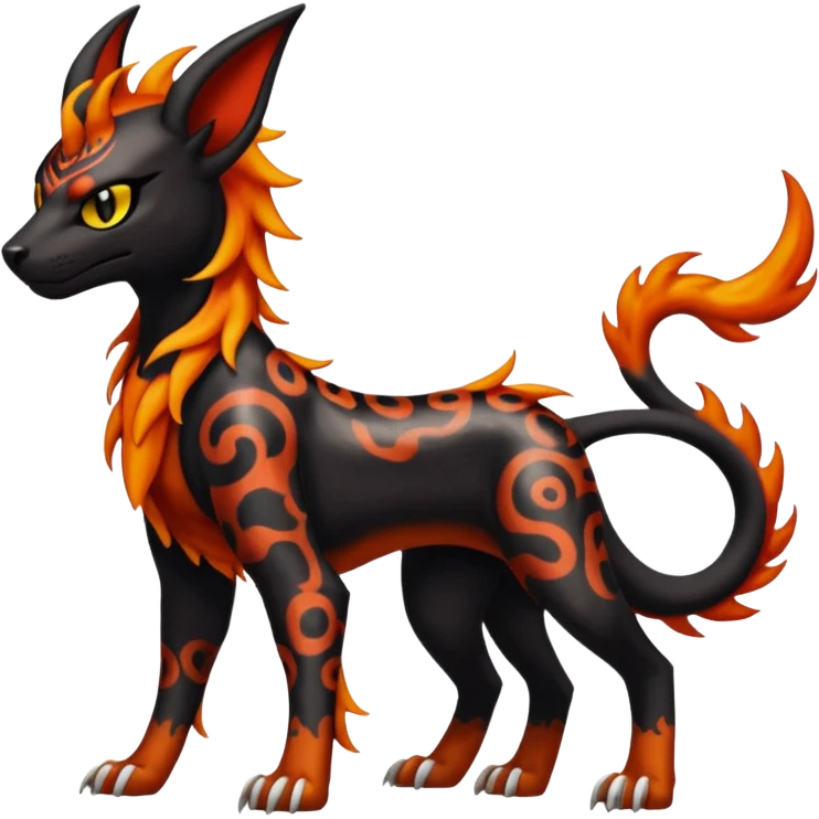 Elemental Groovy Diaphanous Scaley Demonic Liepard-Houndoom-Litten-Sprigatito-Pokémon-fusion-creature (full body) emoji