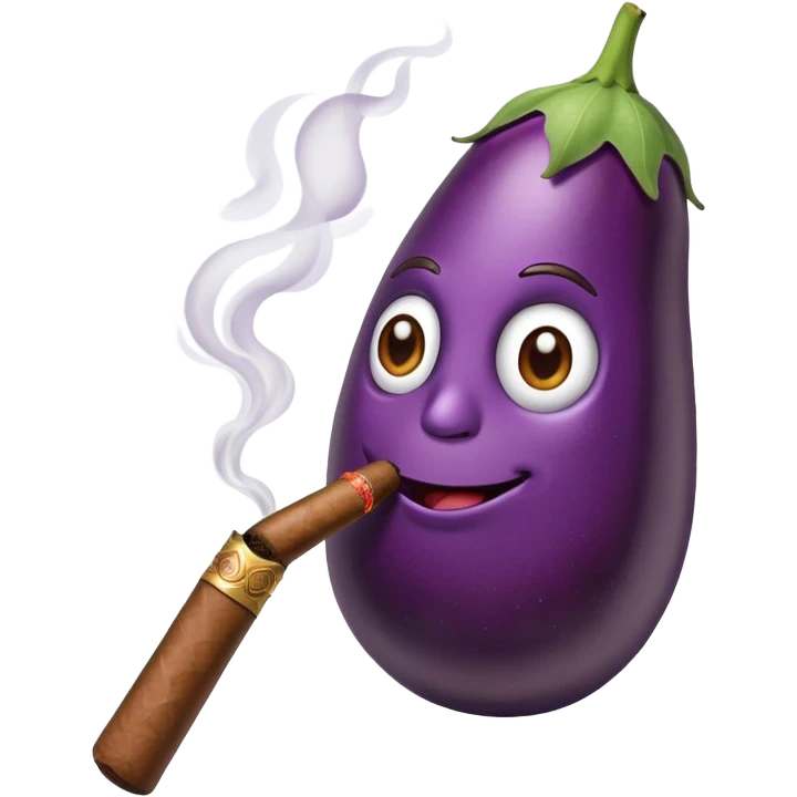 Eggplant smoking a cigar emoji