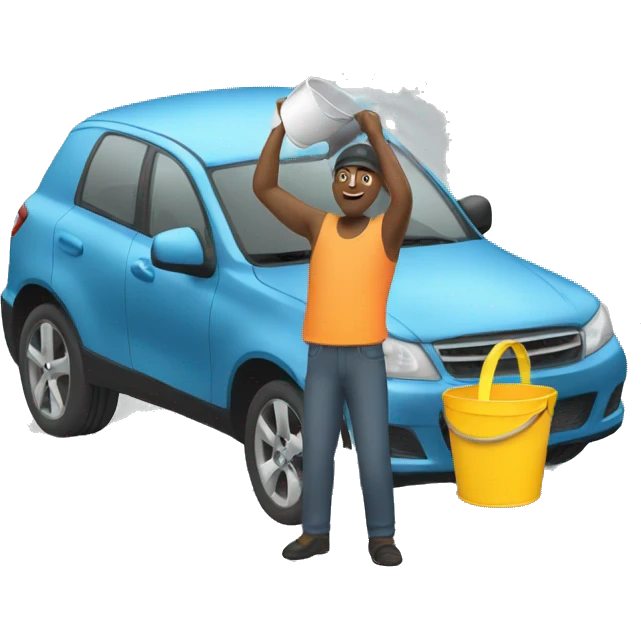 man washing a car with a bucket emoji