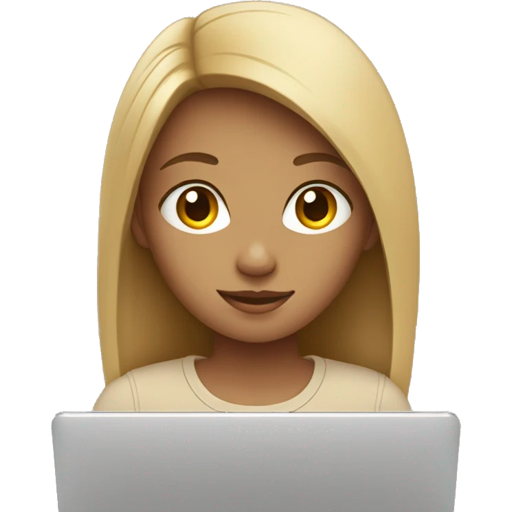 girl profile with laptop wearing beige shirt emoji