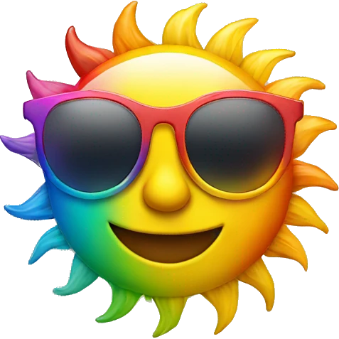 smiling sun wearing rainbow sunglasses emoji