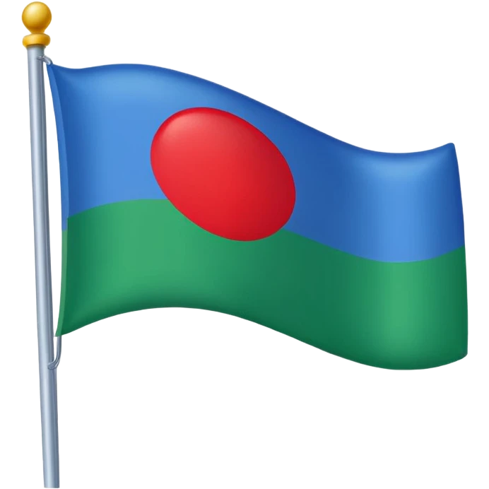 Un drapeau avec du bleu en haud du vers en bas et un cercle rouge aj milieux emoji