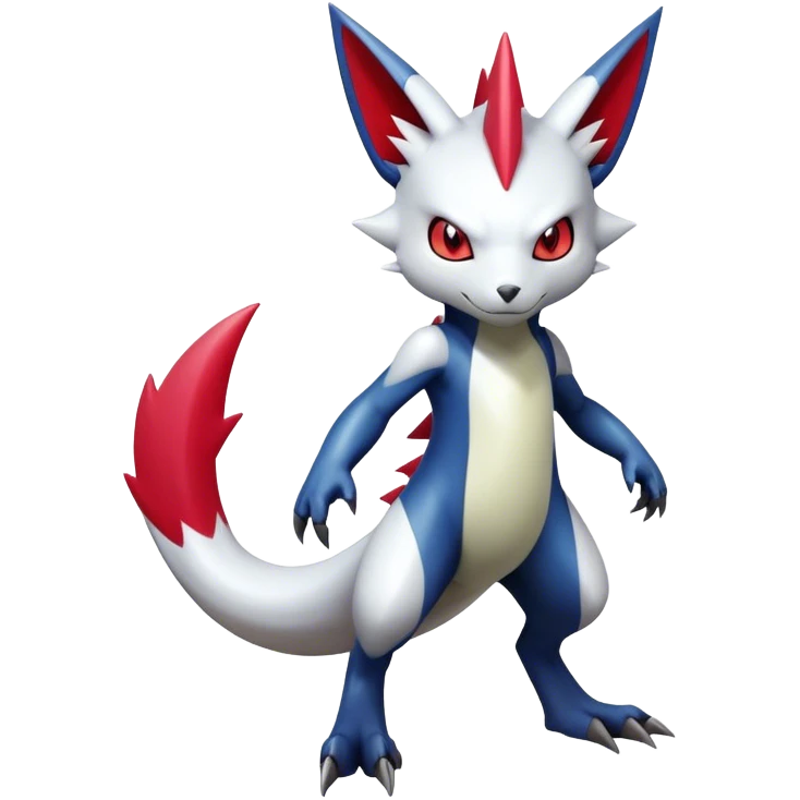 Cool Edgy Badass Shiny Futuristic Ethereal Legendary Digimon-Sneasel-Zangoose-hybrid full body emoji