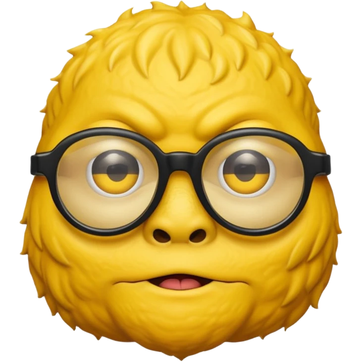 yellow monster with a big nostril wearing black glasses emoji