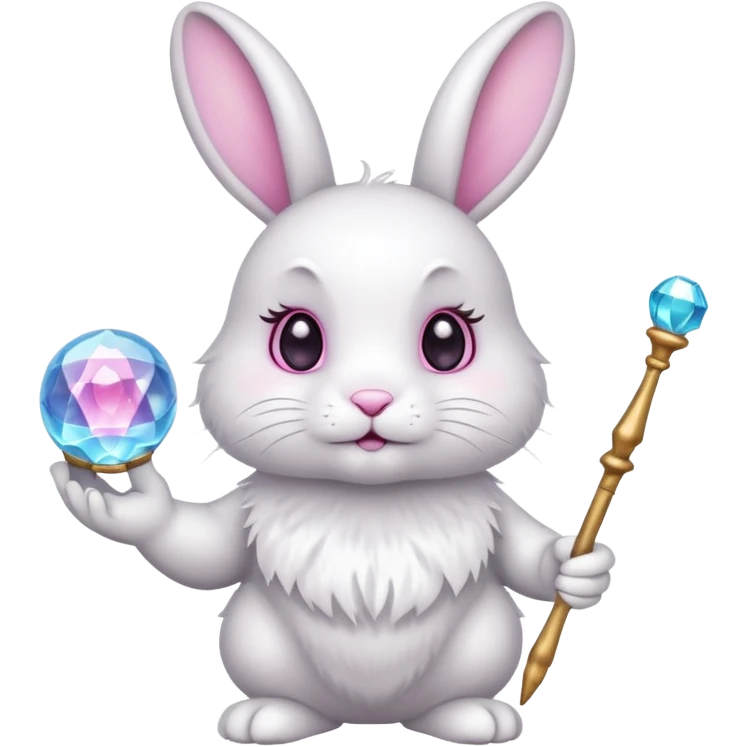 White bunny with wand and with crystal ball emoji