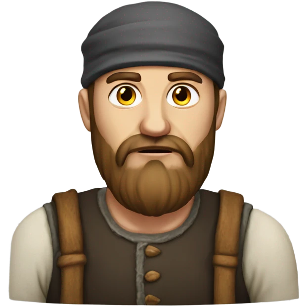 Russian peasant with a beard photorealistic serious emoji