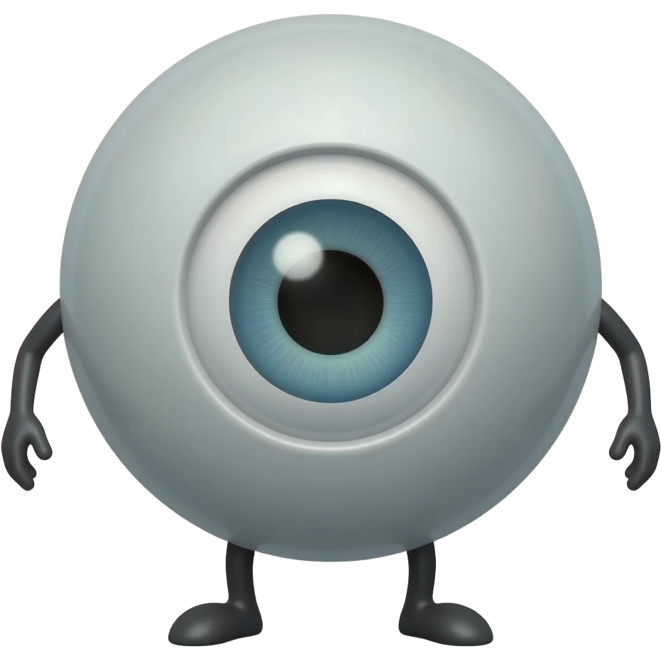 A ball with legs with no arms and with one single eye emoji