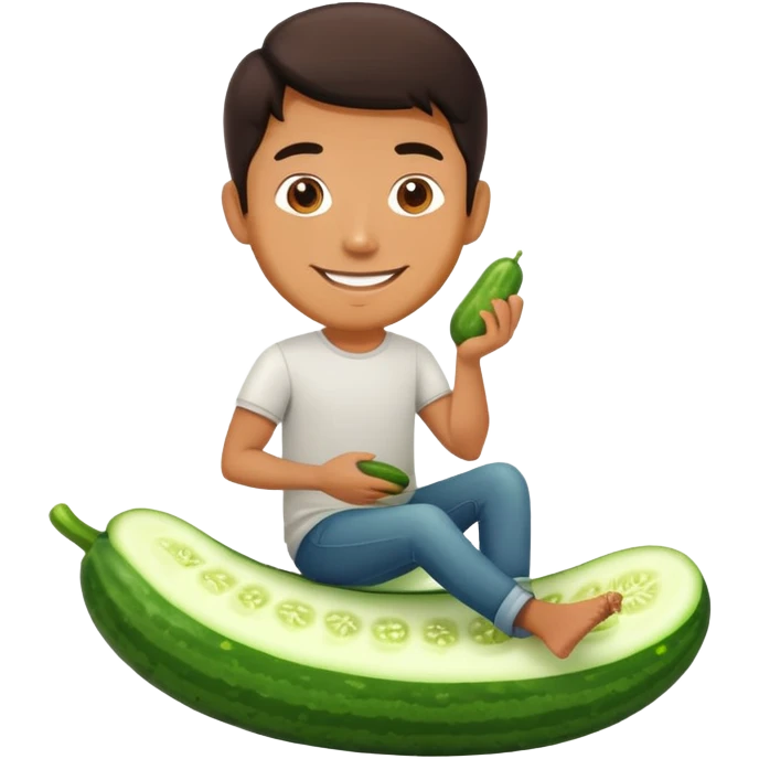 man sitting on cucumber emoji