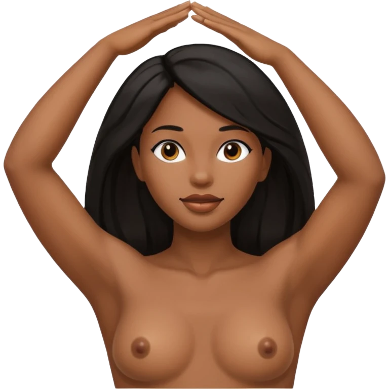 negra nua com mao pra cima emoji