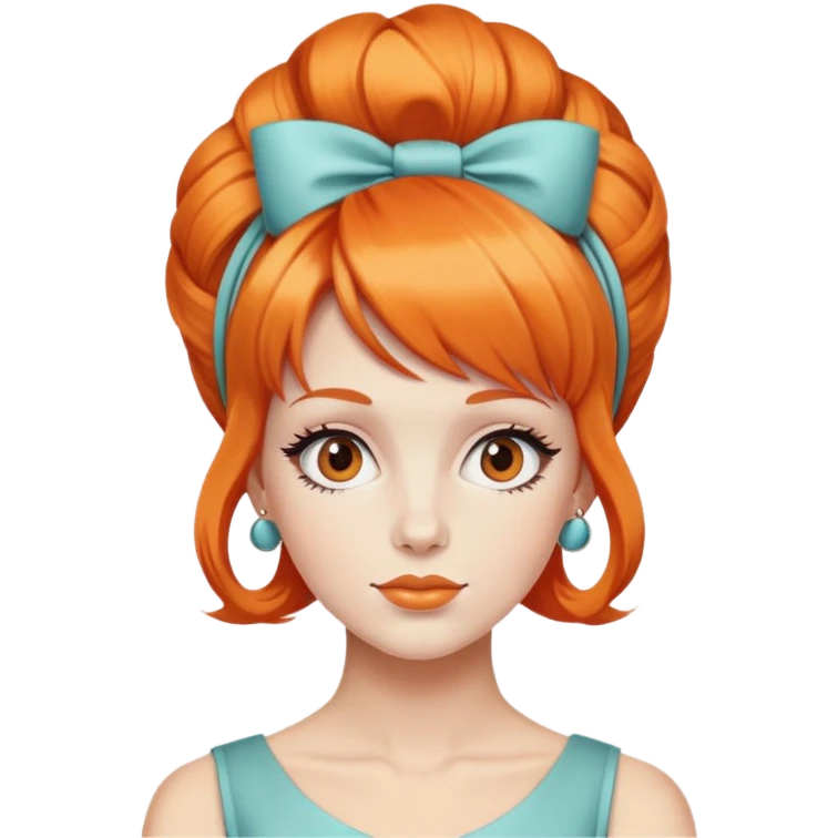 orange hair styled in a retro bouffant emoji