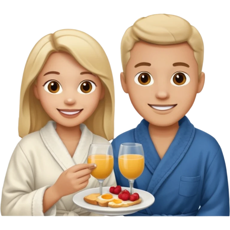 pon una pareja desayunando sedayuno de hotel emoji