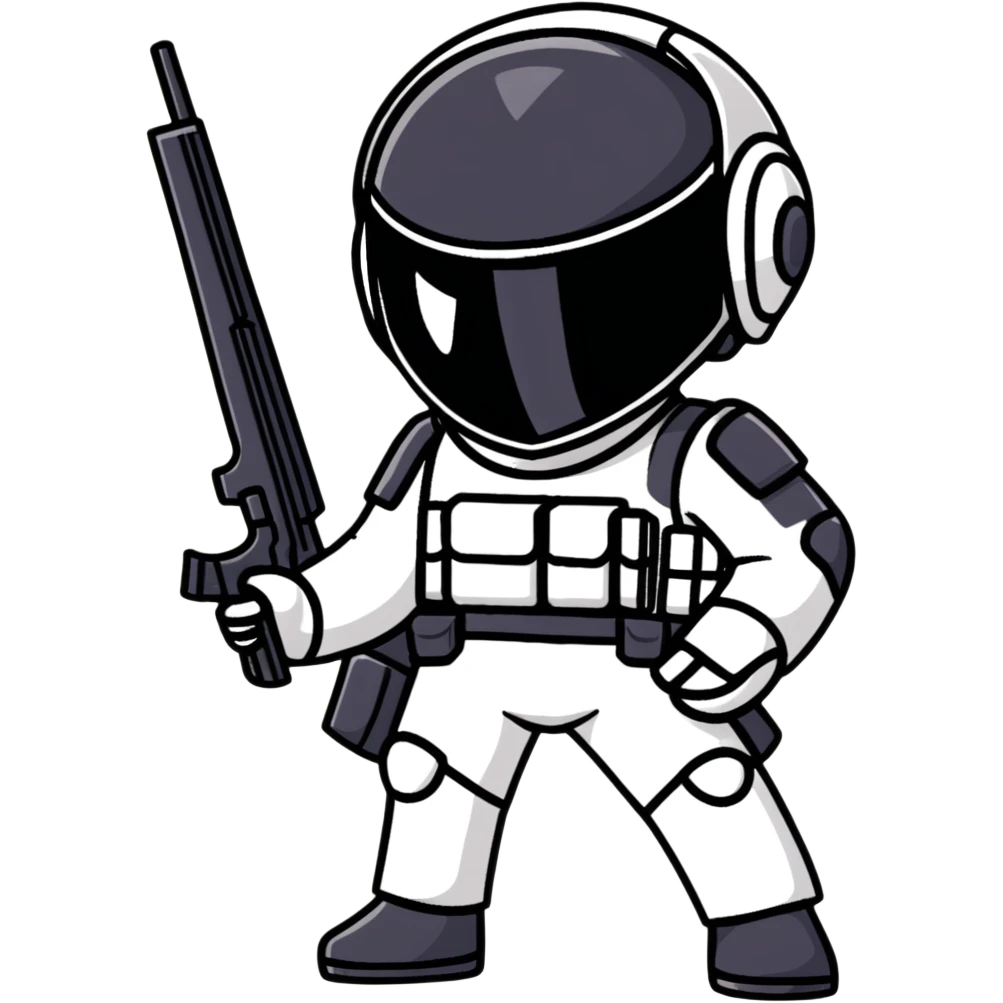 Anime PUBG character with gun and level 3 helmet emoji