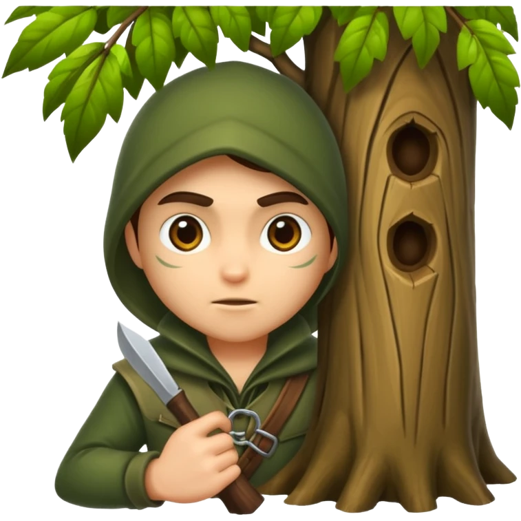 forest rogue peeking from behind tree judging emoji