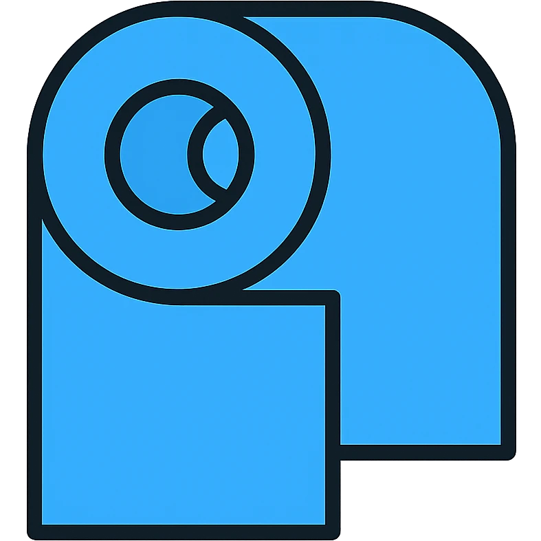 blue roll of paper, simple, iconic, on white background emoji