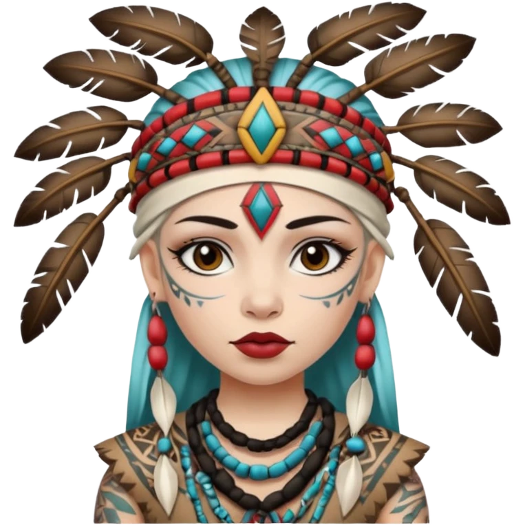 tribal girl Tattooed, white skin emoji