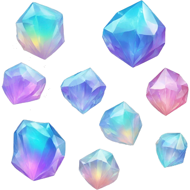 One Shiny Pastel iridescent crystal clusters emoji