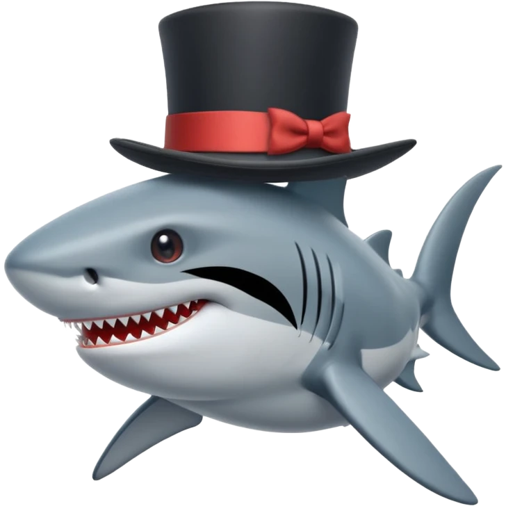 Shark with a top hat emoji