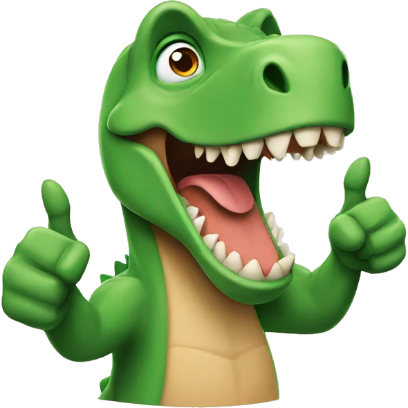 dinosaur shows thumbs up emoji