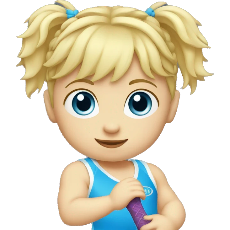 Padel baby player blond hair 1 year blue eyes emoji